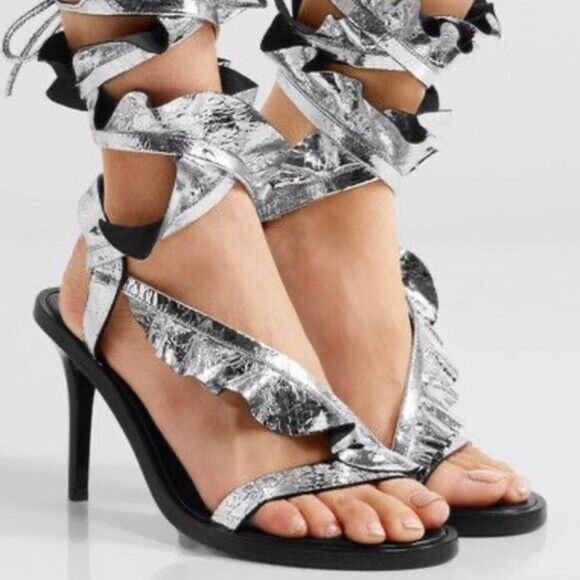 Isabel Marant Ansel Metallic Sandals 'Size 39' Like New - Picture 1 of 4